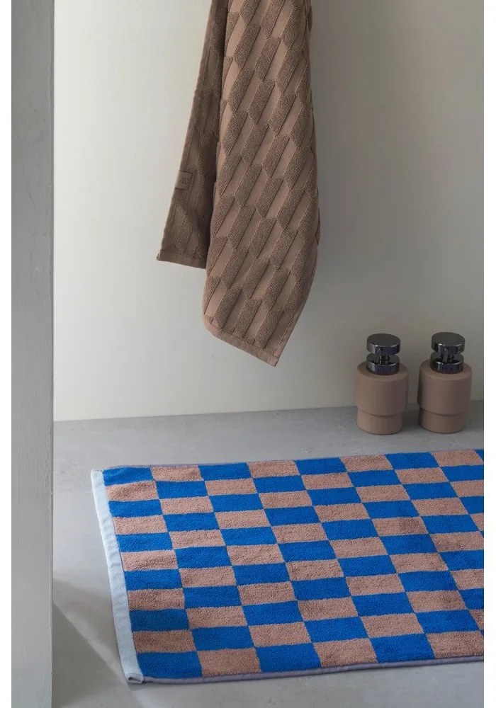 Tappetino da bagno in cotone biologica blu-marrone 50x80 cm Retro - Mette Ditmer Denmark