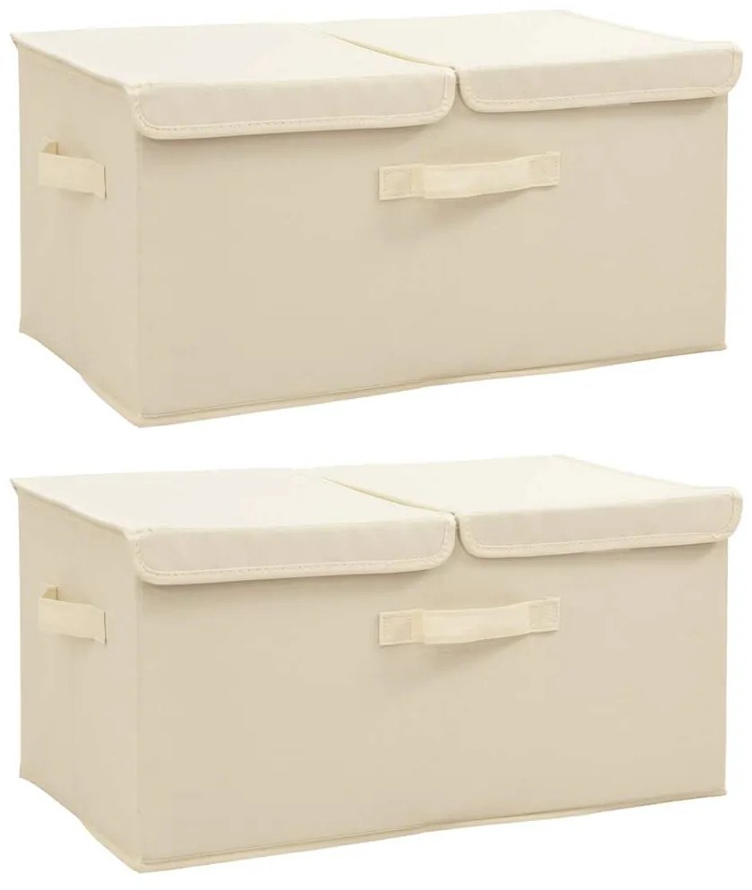 Scatole Portaoggetti 2pz İn Tessuto 50x30x25 Cm Crema /