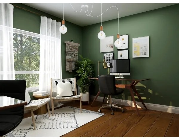 Lampadario a sospensione con filo MIROS 3xE27/60W/230V ragno bianco/rame