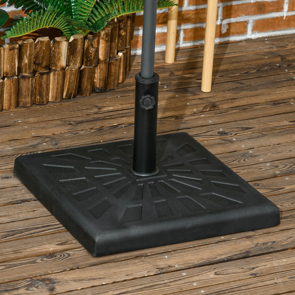 Base per Ombrellone da Giardino Ø32 a Ø48 51x51x32 cm in Resina e Acciaio Nero...