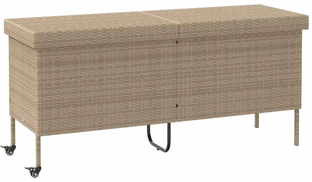 Contenitore Da Giardino Con Ruote Beige 160x55x75 Cm Polyrattan /