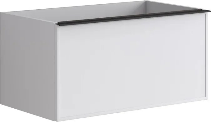 Mobile da bagno sospeso sotto lavabo Pixel frame 2 cassetti L 80 x H 40 x P 45.5 cm bianco laccato opaco, con maniglia alluminio nero opaco