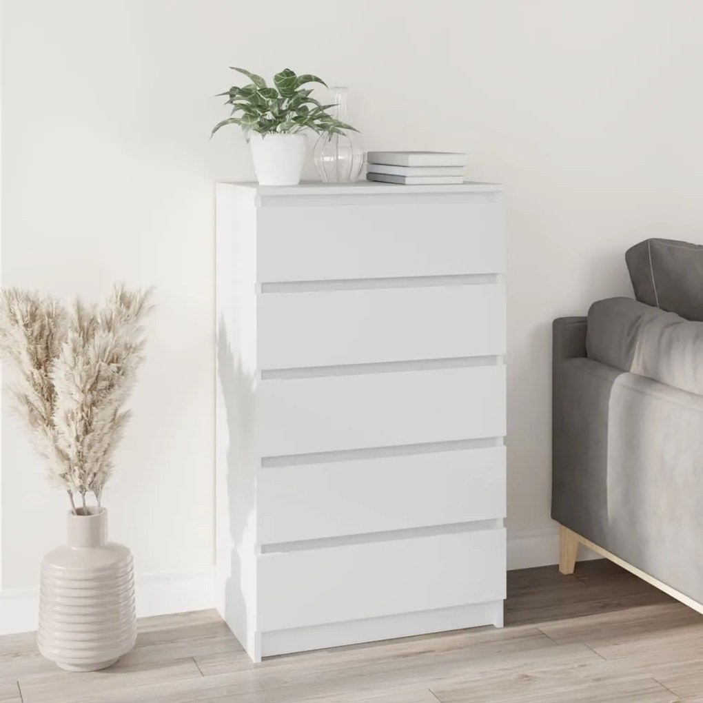 Cassettiera Bianca 60x36x103 Cm İn Legno Multistrato /
