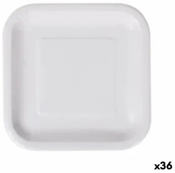 Set di piatti Algon Monouso Bianco Cartone Quadrato 20 cm (36 Unità)