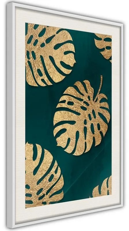 Poster  Gilded Monstera Leaves  Cornice Quadri Cornice nera con pass-partout, Larghezza x Altezza Home decor 20x30