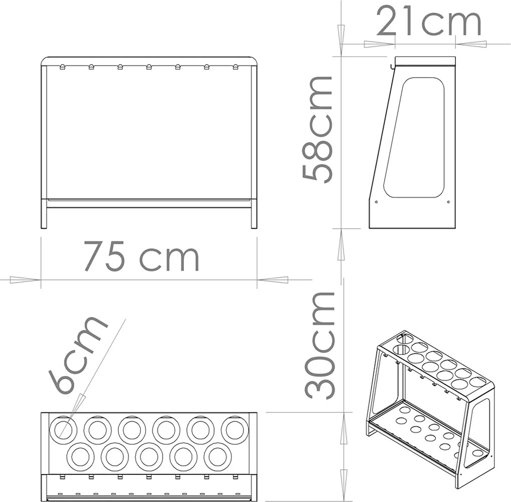 Portaombrelli Design Moderno Rettangolare Capienza 17 Ombrelli in Acciaio Antracite...