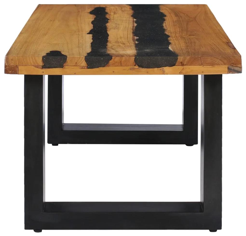 Tavolino da caffè 100x50x40 cm in massello teak e pietra lavica