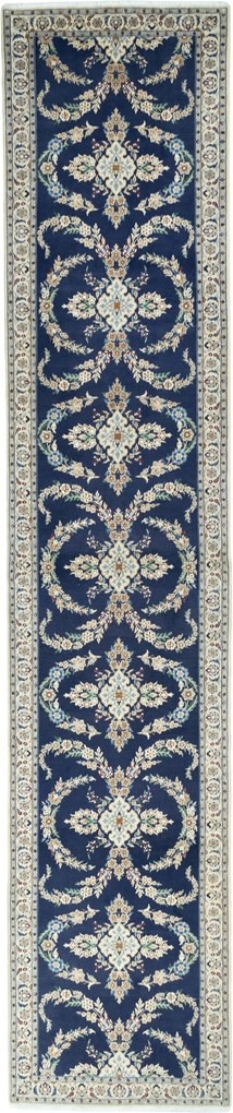 Nain Tappeto persiano 490 x 100 Blu (Iran) Annodato A Mano
