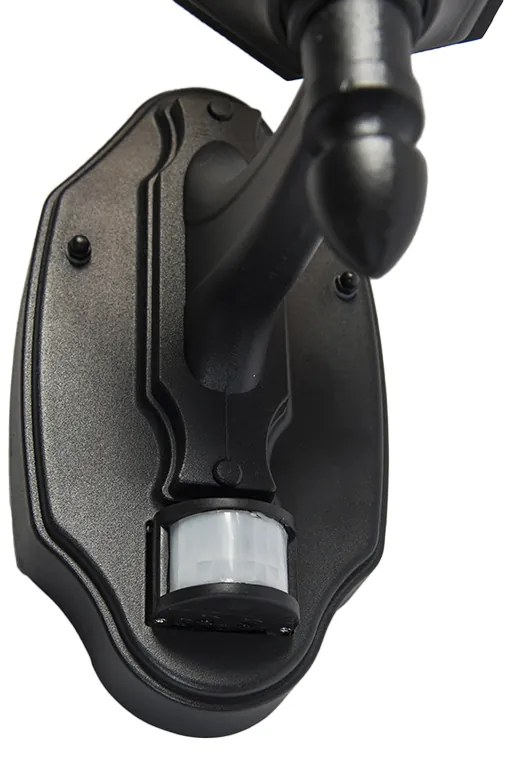 Lanterna da parete per esterni nera con sensore di movimento IP44 - New Orleans up