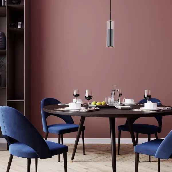 Rabalux 72047 - Lampadario a sospensione con filo KALEVI 1xGU10/50W/230V limpido/nero