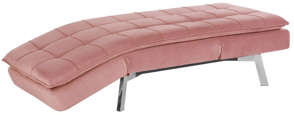Chaise longue reclinabile in velluto rosa LOIRET Beliani