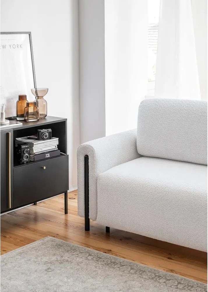 Divano grigio allungabile/con contenitore e rivestimento in bouclé 244 cm Arcadova – ELTAP