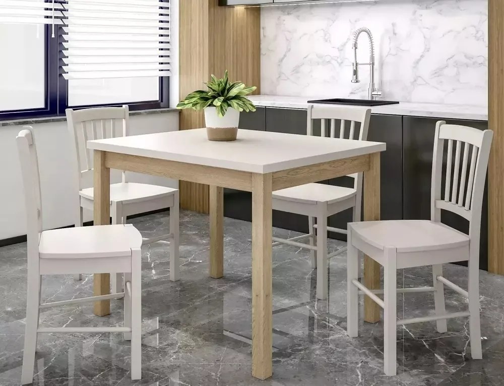 Tavolo Adam in MDF effetto rovere Cremona Torro e piano laminato color cashmere – 100x60 cm