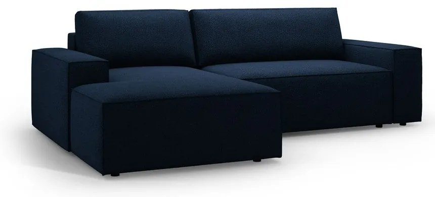Divano letto angolare blu scuro in tessuto bouclé (angolo sinistro) Jodie - Micadoni Home
