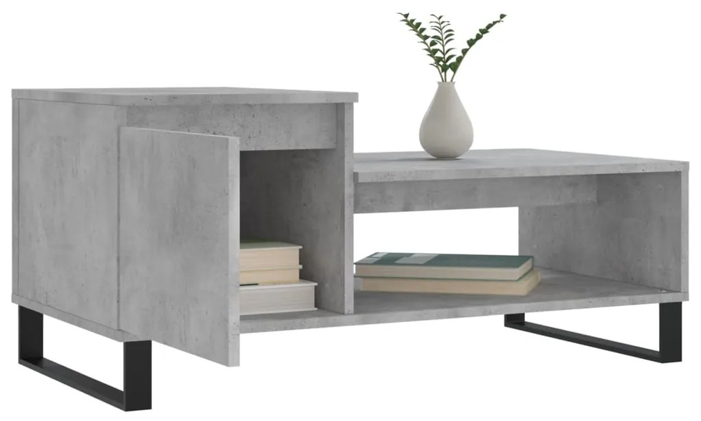 Tavolino salotto grigio cemento 100x50x45 cm legno multistrato