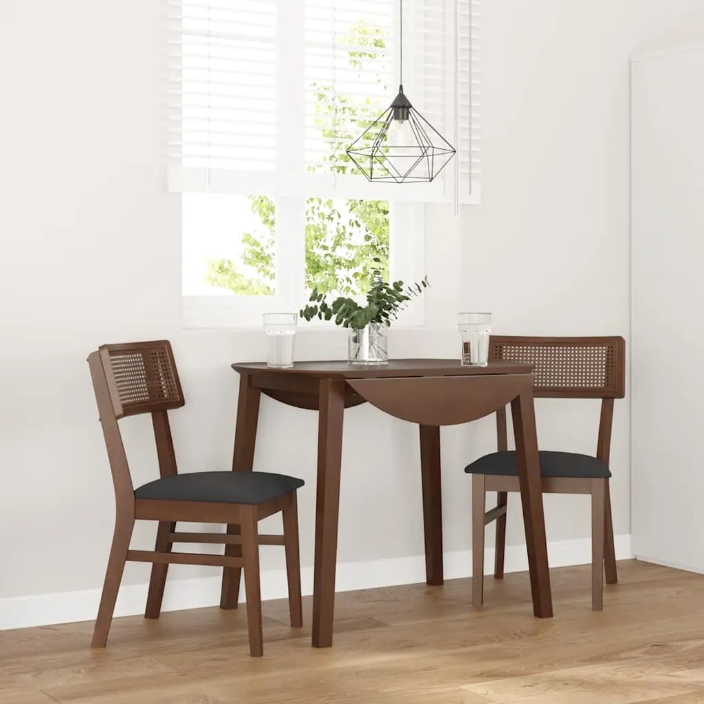 Sedie Da Pranzo Con Cuscini 2pz Marrone Legno Massello Di Hevea /