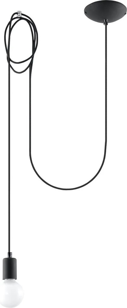 Lampada a Sospensione EDISON 1 E27 Nera in Acciaio