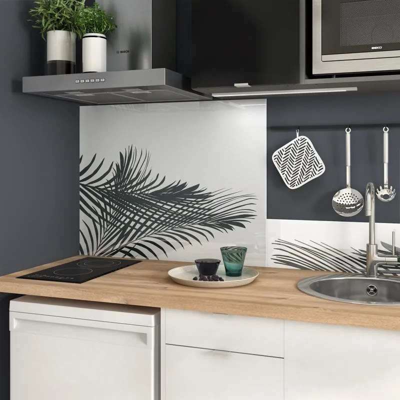 Pannello decorativo della cucina vetro Filipino bianco e grigio L70 cm x H90 cm