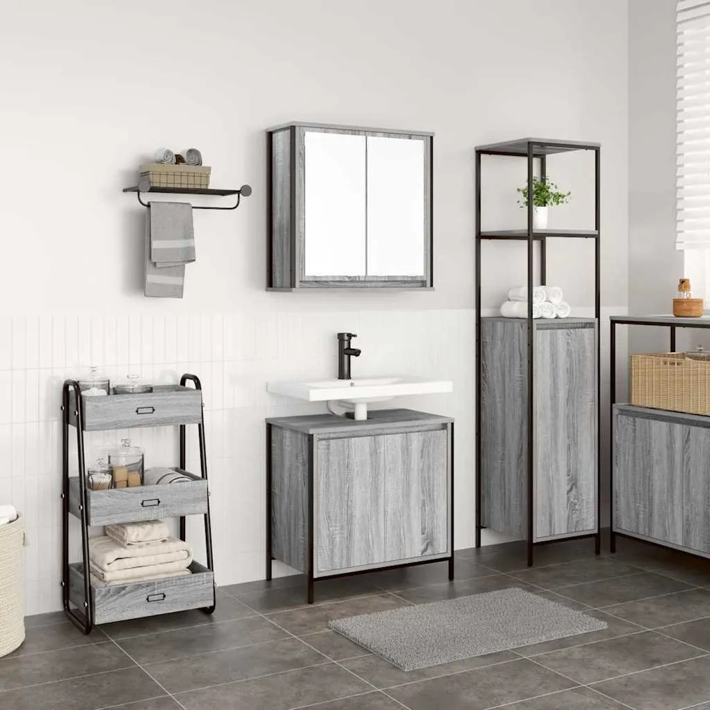 Set Mobili Da Bagno 2 Pz Grigio Sonoma İn Legno Multistrato /