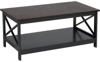 Tavolino da caff Nero 100 x 55 cm 2 ripiani rettangolare da tavolo in stile moderno