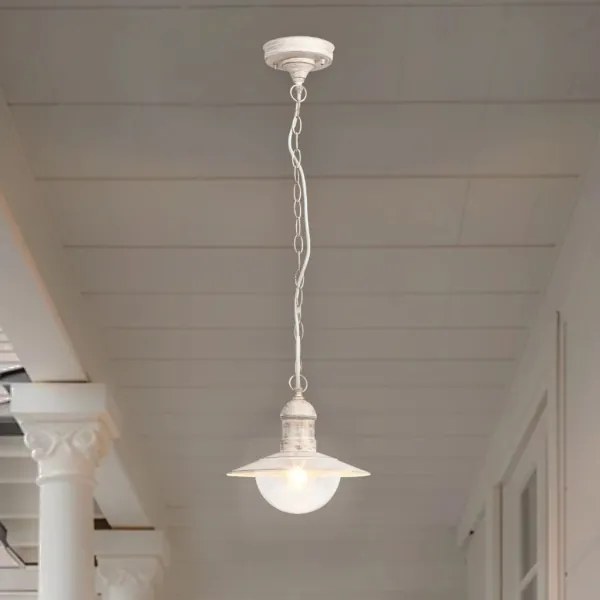 Brilagi - Lampada a sospensione da esterno MOLDE 1xE27/60W IP44 bianco/patina