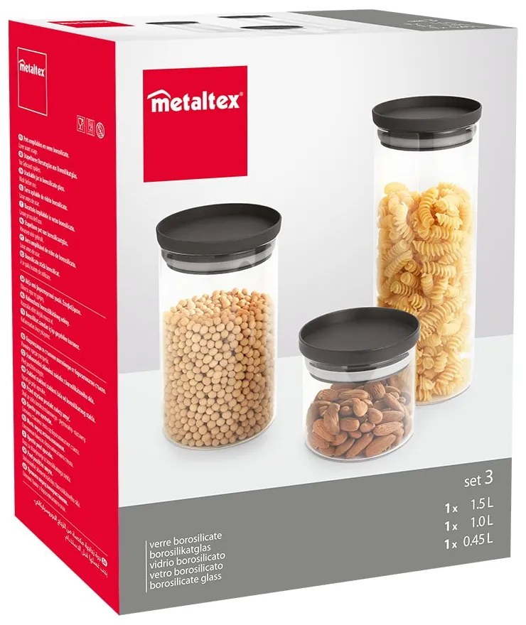 Set di contenitori per alimenti in vetro alimentari 3 pz – Metaltex