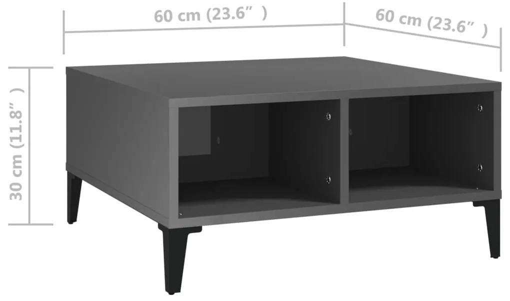 Tavolino da Salotto Grigio Lucido 60x60x30 cm Legno Multistrato
