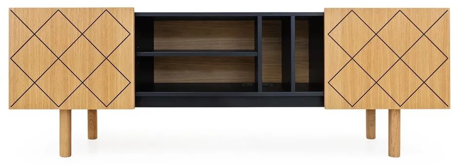 Tavolo TV in rovere nero/naturale 175x60 cm Porto - Woodman