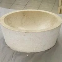 Lavabo da Appoggio in Marmo Cilindro Beige diametro 40 cm alto 15 cm