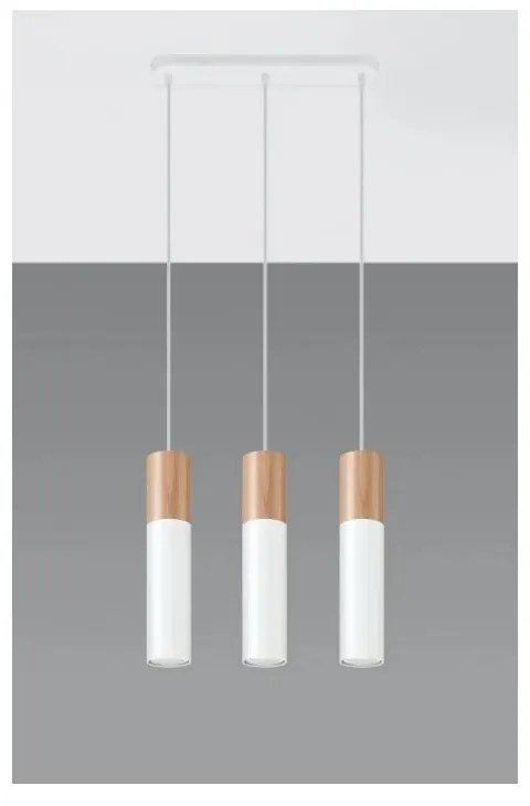 Lampadario in Acciaio e legno a Sospensione PABLO 3 Bianco - 3xGU10 Colore Bianco