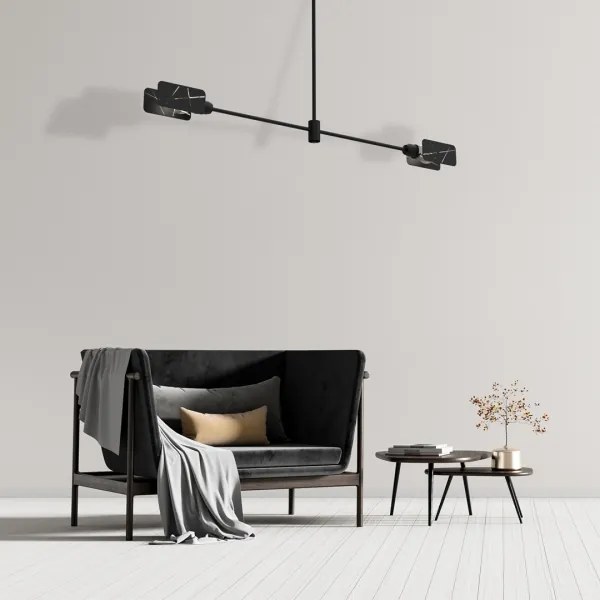 Lampadario a sospensione con supporto rigido ASTRA 2xE27/60W/230V nero