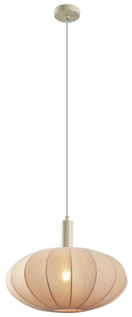Lampada a sospensione Japandi beige con paralume in tessuto - Bida