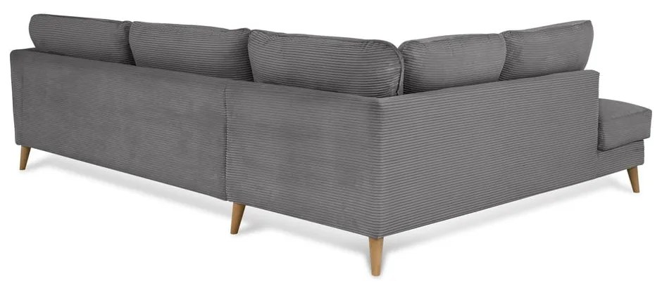 Divano angolare in velluto a coste grigio scuro (angolo sinistro) Paris - Scandic