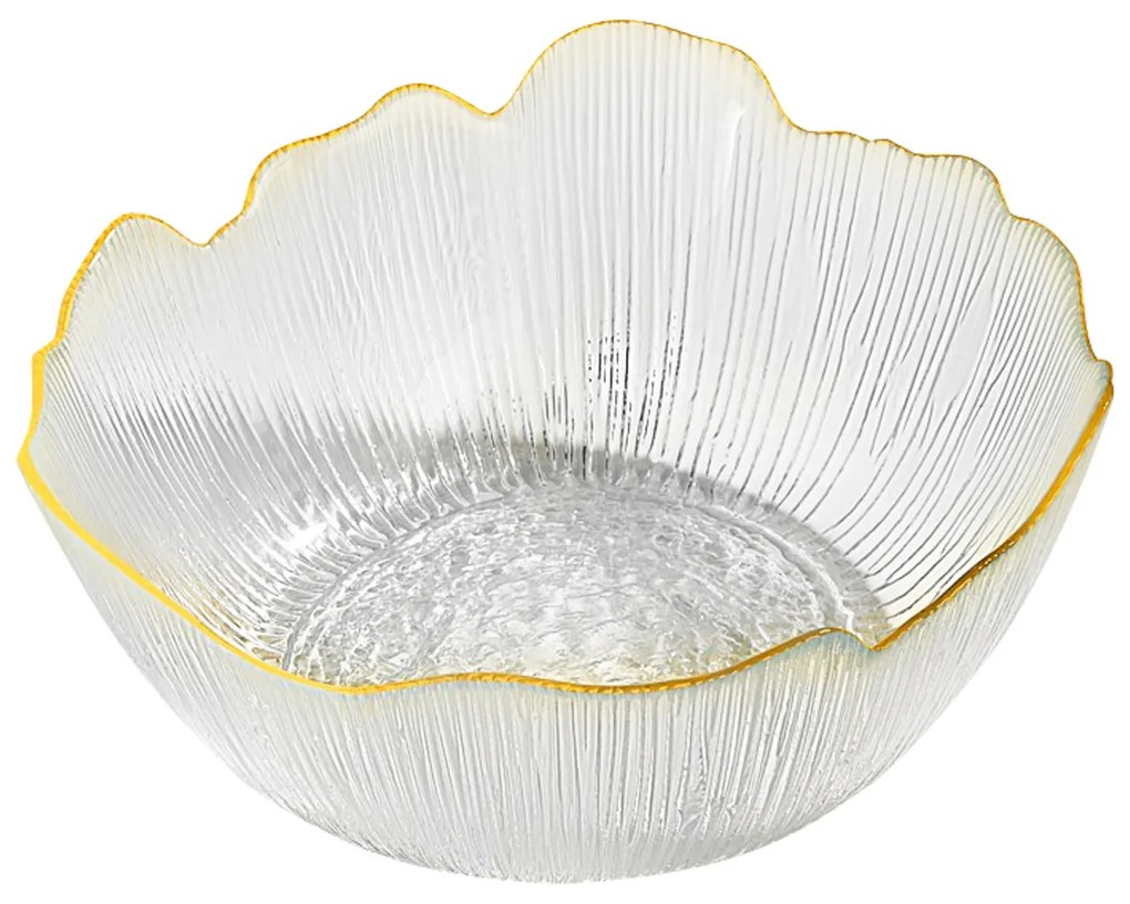 Insalatiera in vetro lavorato 21 cm bordo oro