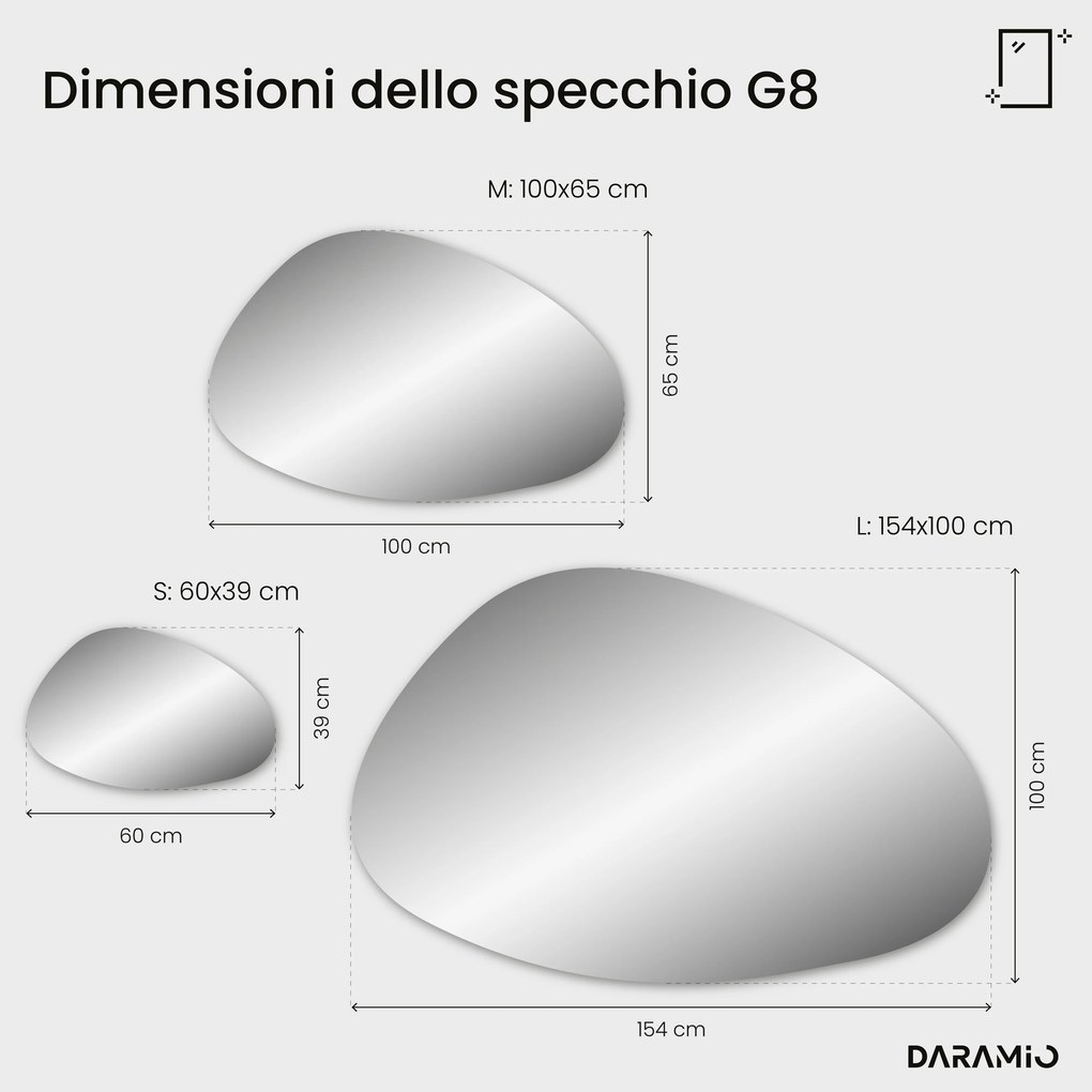 Specchio asimmetrico con luce LED G8