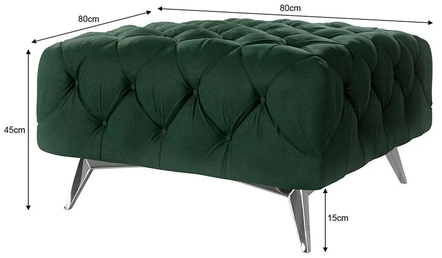 Poggiapiedi verde scuro con rivestimento in velluto Chelsea – Ropez