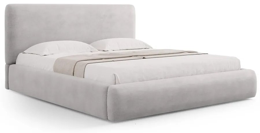 Letto matrimoniale imbottito grigio chiaro con contenitore e doghe 180x200 cm Colonel - Cosmopolitan Design