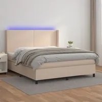 Giroletto Molle Materasso e LED Cappuccino 160x200cm Similpelle 3139276