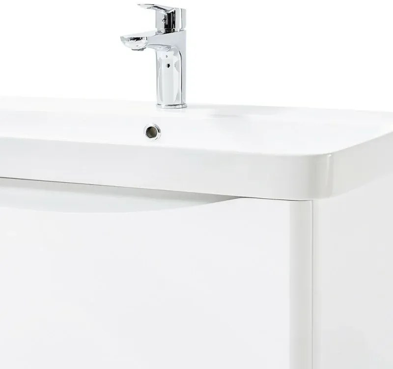 Mobile bagno sospeso 80 cm bianco lucido con specchio reversibile Zen