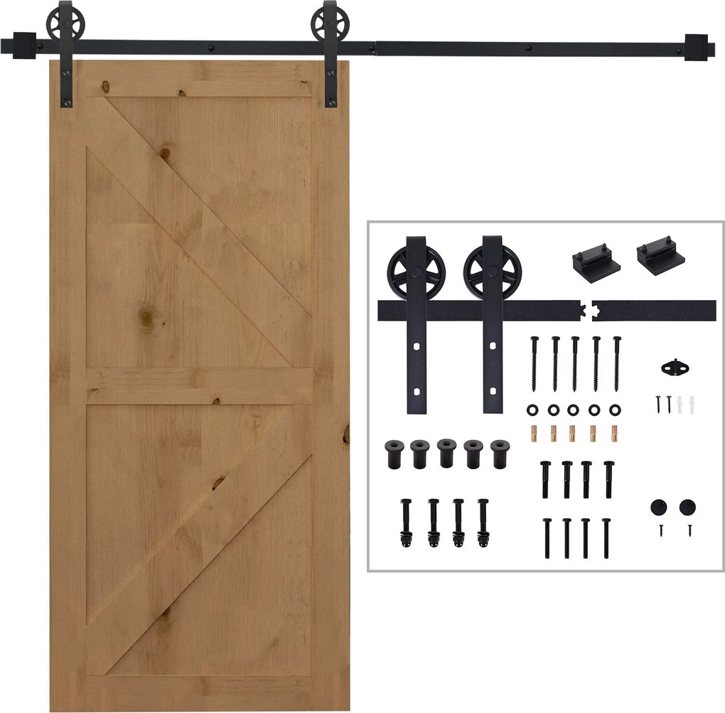 Binario per Porte Scorrevoli con Kit di Accessori in Acciaio Nero 100 cm sm 180mm...