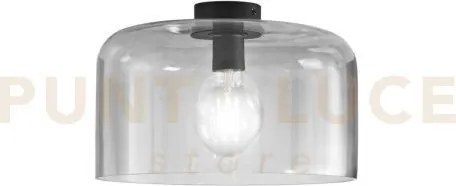 Plafoniera gibus fume' 1 luce attacco e27 35x35x23cm in vetro soffiato