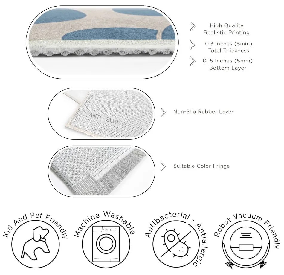 Tappeto blu lavabile 80x150 cm Blue Meadow – Mila Home