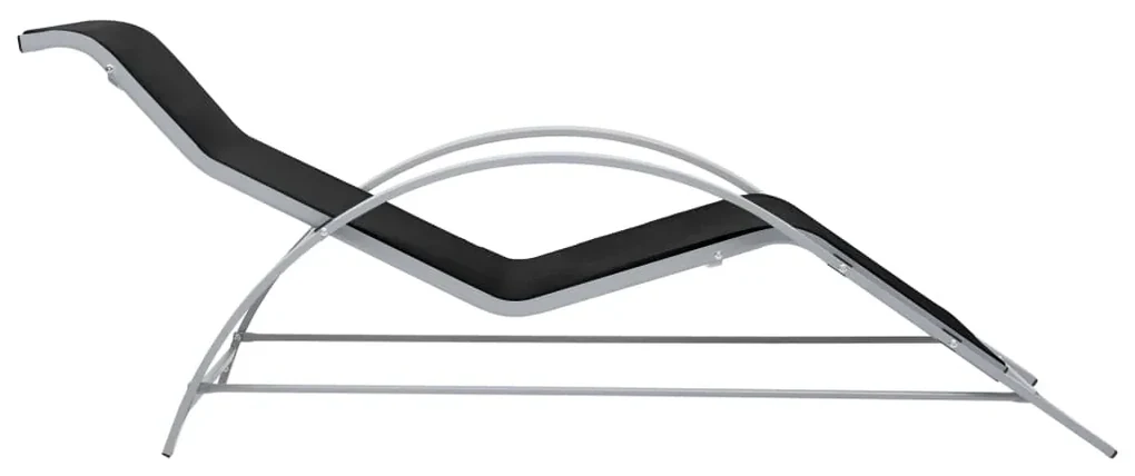 Lettini prendisole con tavolino 2 pz in alluminio nero