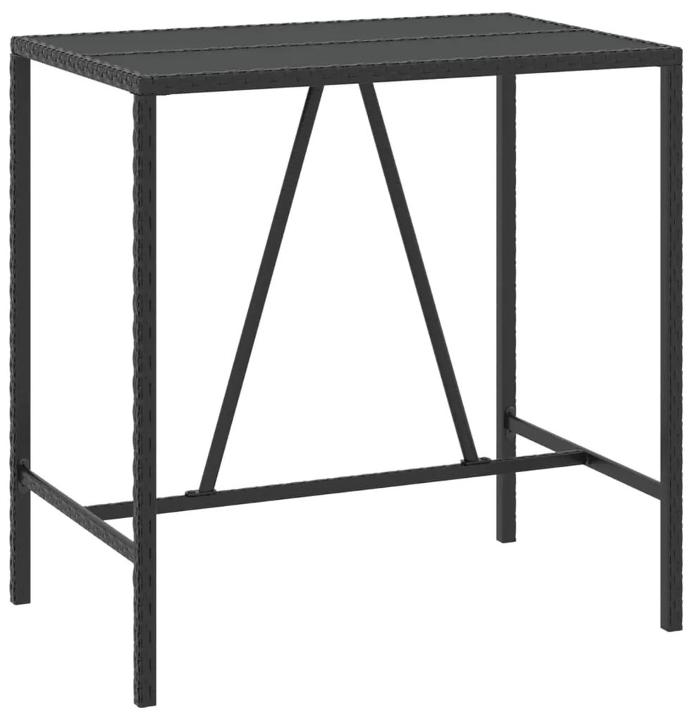 Tavolo da bar con piano in vetro nero 110x70x110 cm polyrattan