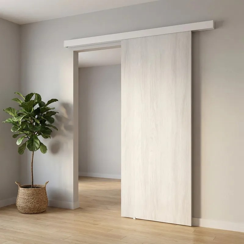 Porta scorrevole reversibile Marben in mdf olmo chiaro, L 93 x H 212 cm, con binario Meli