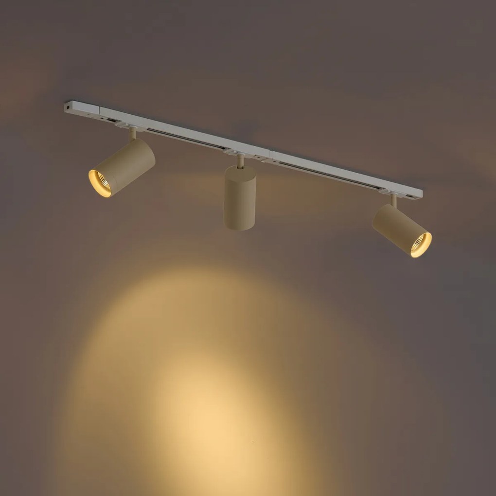 Sistema di illuminazione a binario moderno con 3 faretti bianco e beige 1 fase GU10 70mm - Iconic Jeana Luxe