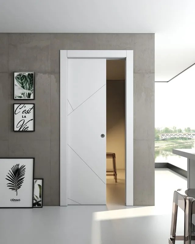 Porta scorrevole Venezia bianco L 70 x H 210 cm reversibile