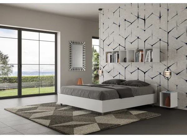 Letto matrimoniale con rete 160x190 bianco frassino Nuamo