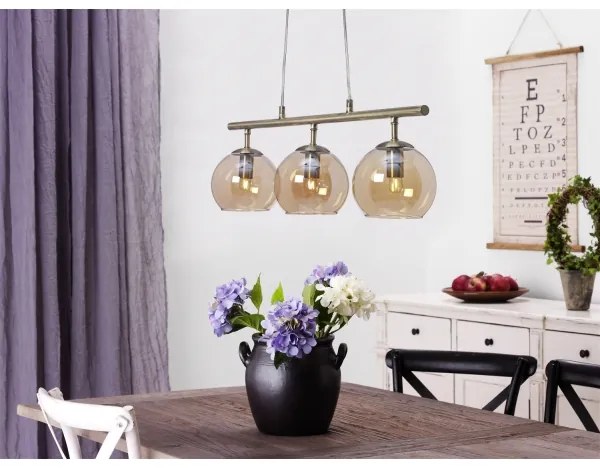 Cottex T2493AA - Lampadario a sospensione con cavo CAPELLA 3xE14/40W/230V fumé/marrone