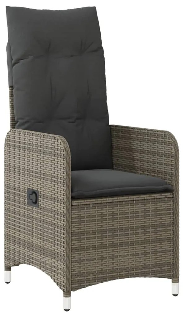 Set bistrò da giardino 9 pz con cuscini in polyrattan grigio